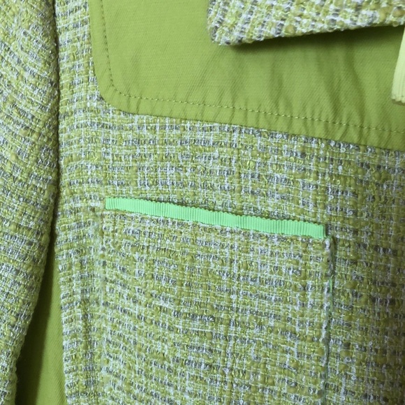 T Tahari tweed& linen blazer in citrus green color - Picture 13 of 16